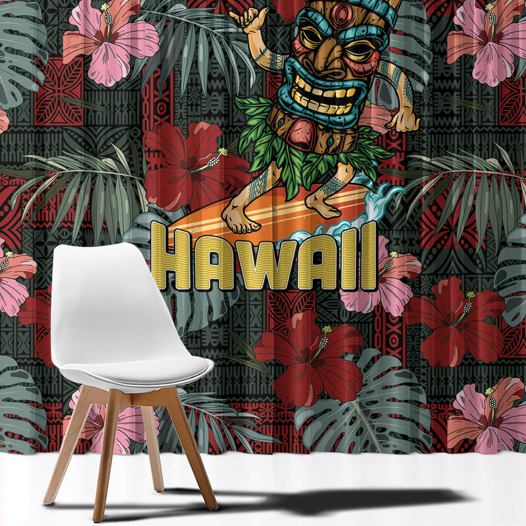 Hawaii Tiki Surfing Window Curtain Mele Kalikimaka i Iulai! LT9 - Polynesian Pride
