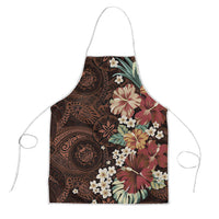 Kanoa Hawai'i Hibiscus Apron Polynesian Tribal Tattoo Pattern Floral Elements LT9 Brown - Polynesian Pride