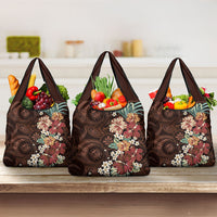 Kanoa Hawai'i Hibiscus Grocery Bag Polynesian Tribal Tattoo Pattern Floral Elements LT9 3-pack One Size Brown - Polynesian Pride