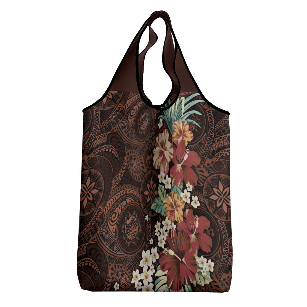Kanoa Hawai'i Hibiscus Grocery Bag Polynesian Tribal Tattoo Pattern Floral Elements LT9 - Polynesian Pride