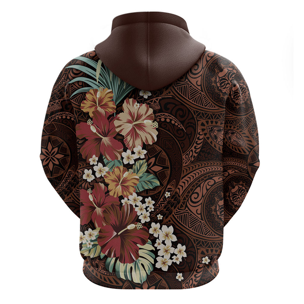 Kanoa Hawai'i Hibiscus Hoodie Polynesian Tribal Tattoo Pattern Floral Elements LT9 - Polynesian Pride