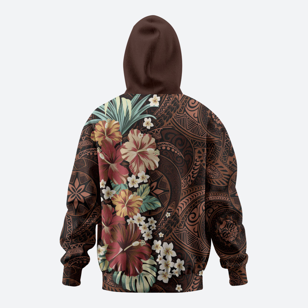 Kanoa Hawai'i Hibiscus Hoodie Polynesian Tribal Tattoo Pattern Floral Elements LT9 - Polynesian Pride