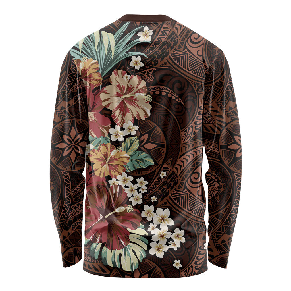 Kanoa Hawai'i Hibiscus Long Sleeve Shirt Polynesian Tribal Tattoo Pattern Floral Elements LT9 - Polynesian Pride