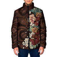 Kanoa Hawai'i Hibiscus Padded Jacket Polynesian Tribal Tattoo Pattern Floral Elements LT9 Men Brown - Polynesian Pride