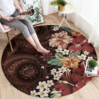 Kanoa Hawai'i Hibiscus Round Carpet Polynesian Tribal Tattoo Pattern Floral Elements LT9 - Polynesian Pride
