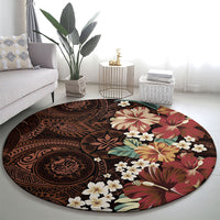 Kanoa Hawai'i Hibiscus Round Carpet Polynesian Tribal Tattoo Pattern Floral Elements LT9 - Polynesian Pride