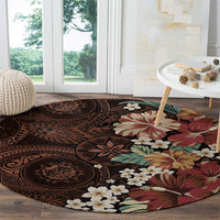 Kanoa Hawai'i Hibiscus Round Carpet Polynesian Tribal Tattoo Pattern Floral Elements LT9 - Polynesian Pride