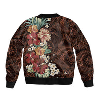 Kanoa Hawai'i Hibiscus Sleeve Zip Bomber Jacket Polynesian Tribal Tattoo Pattern Floral Elements LT9 - Polynesian Pride