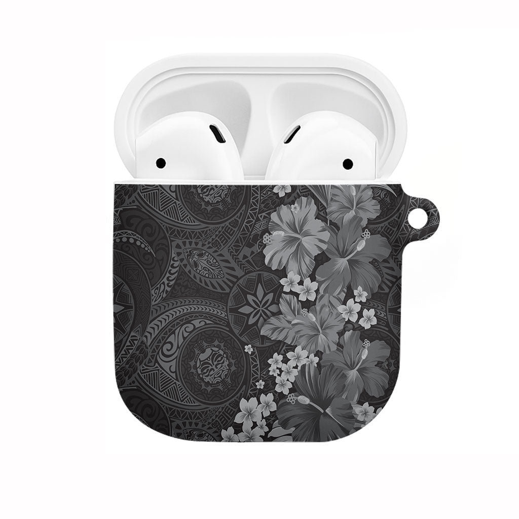 Pauli Hawai'i Hibiscus AirPods Case Polynesian Tribal Tattoo Pattern Floral Elements LT9 Soft Black - Polynesian Pride