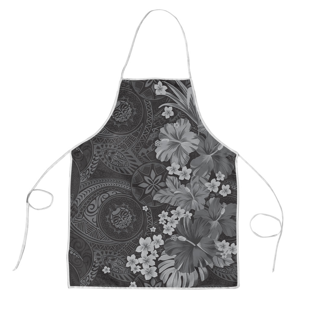 Pauli Hawai'i Hibiscus Apron Polynesian Tribal Tattoo Pattern Floral Elements LT9 Soft Black - Polynesian Pride