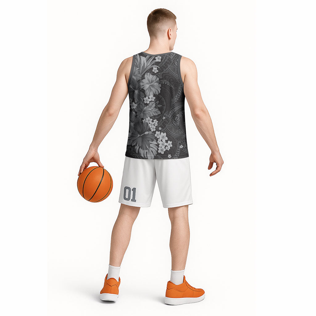 Pauli Hawai'i Hibiscus Basketball Jersey Polynesian Tribal Tattoo Pattern Floral Elements LT9 - Polynesian Pride