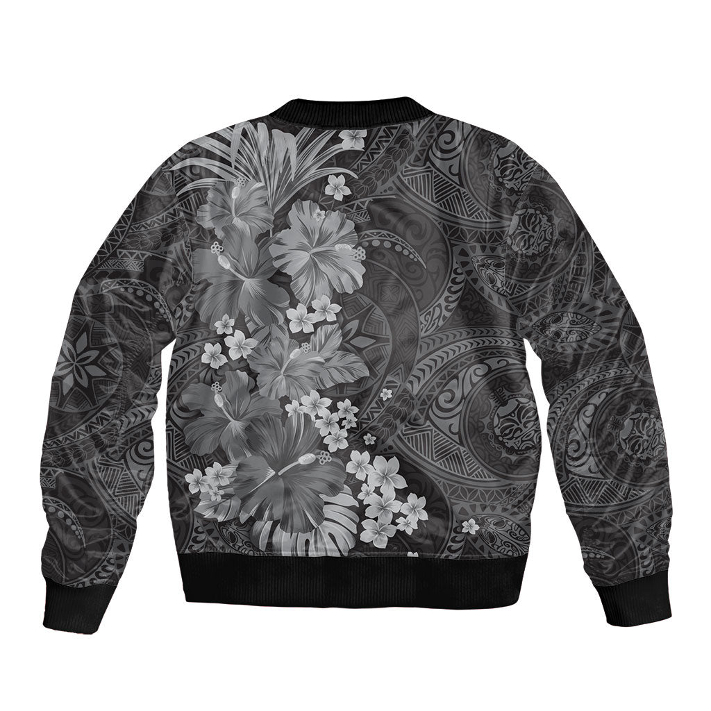 Pauli Hawai'i Hibiscus Bomber Jacket Polynesian Tribal Tattoo Pattern Floral Elements LT9 - Polynesian Pride