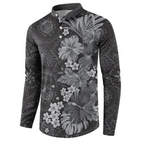 Pauli Hawai'i Hibiscus Button Sweatshirt Polynesian Tribal Tattoo Pattern Floral Elements LT9 - Polynesian Pride