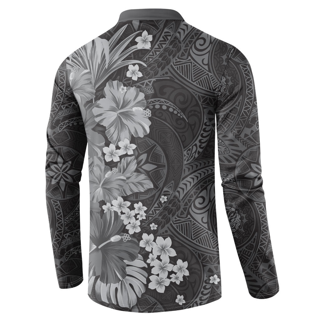 Pauli Hawai'i Hibiscus Button Sweatshirt Polynesian Tribal Tattoo Pattern Floral Elements LT9 - Polynesian Pride