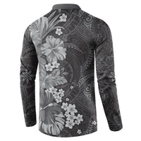 Pauli Hawai'i Hibiscus Button Sweatshirt Polynesian Tribal Tattoo Pattern Floral Elements LT9 - Polynesian Pride