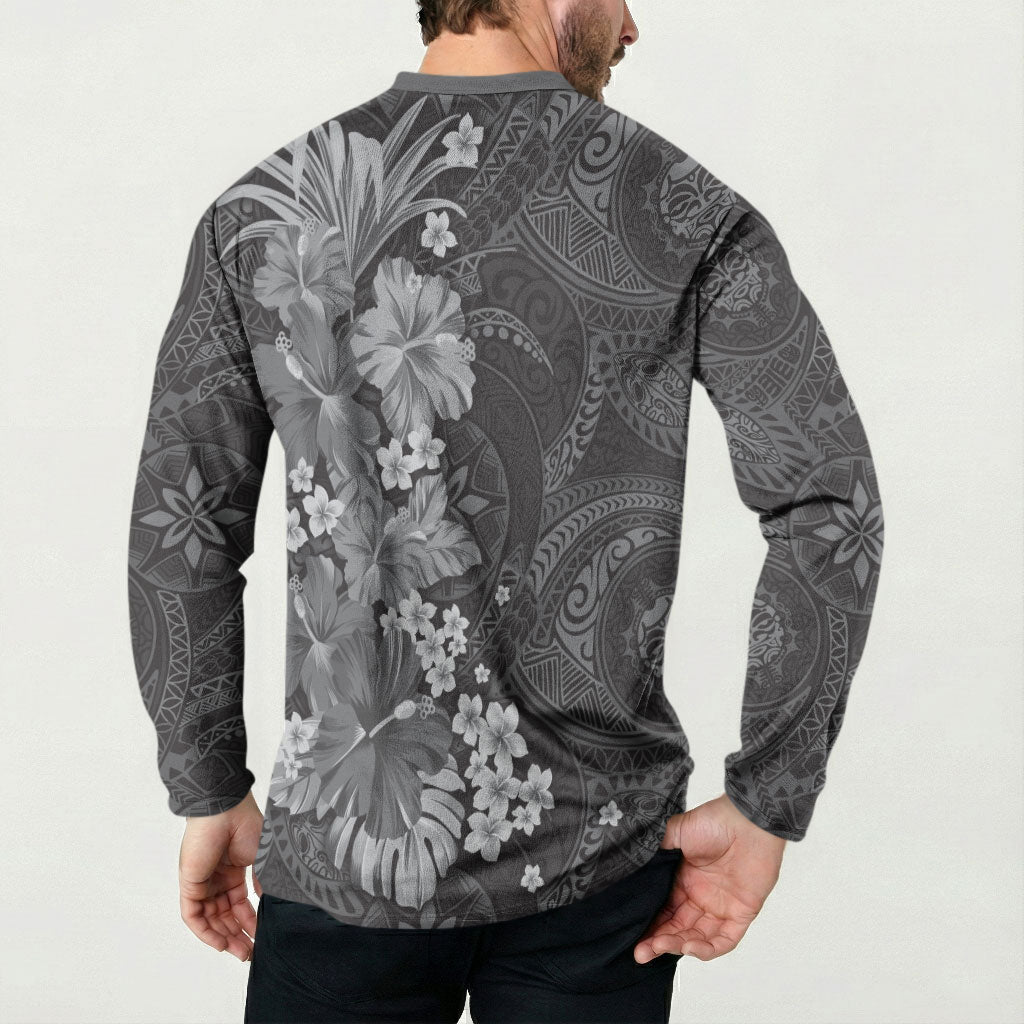 Pauli Hawai'i Hibiscus Button Sweatshirt Polynesian Tribal Tattoo Pattern Floral Elements LT9 - Polynesian Pride