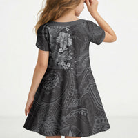 Pauli Hawai'i Hibiscus Kid Short Sleeve Dress Polynesian Tribal Tattoo Pattern Floral Elements LT9 - Polynesian Pride