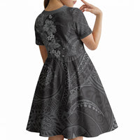 Pauli Hawai'i Hibiscus Kid Short Sleeve Dress Polynesian Tribal Tattoo Pattern Floral Elements LT9 - Polynesian Pride
