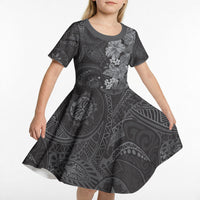 Pauli Hawai'i Hibiscus Kid Short Sleeve Dress Polynesian Tribal Tattoo Pattern Floral Elements LT9 - Polynesian Pride