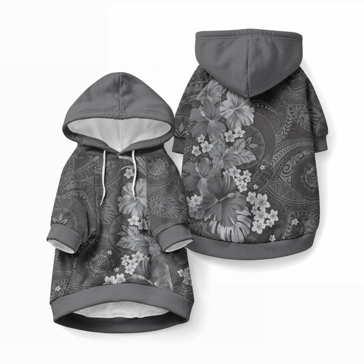 Pauli Hawai'i Hibiscus Pet Hoodie Polynesian Tribal Tattoo Pattern Floral Elements LT9 Pullover Soft Black - Polynesian Pride