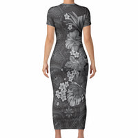 Pauli Hawai'i Hibiscus Short Sleeve Bodycon Dress Polynesian Tribal Tattoo Pattern Floral Elements LT9 - Polynesian Pride