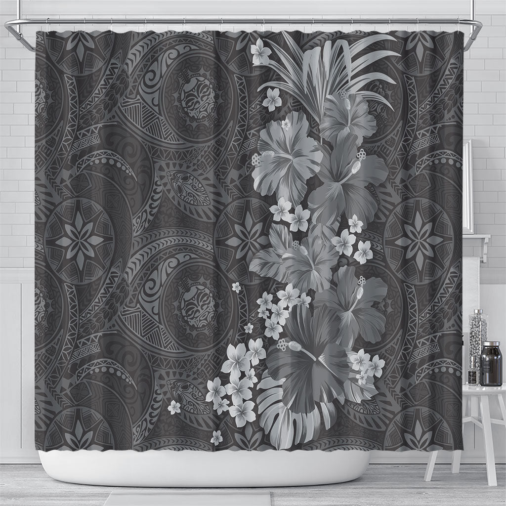 Pauli Hawai'i Hibiscus Shower Curtain Polynesian Tribal Tattoo Pattern Floral Elements LT9 - Polynesian Pride