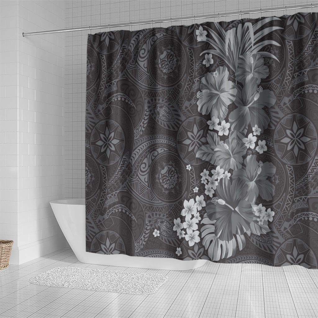 Pauli Hawai'i Hibiscus Shower Curtain Polynesian Tribal Tattoo Pattern Floral Elements LT9 - Polynesian Pride