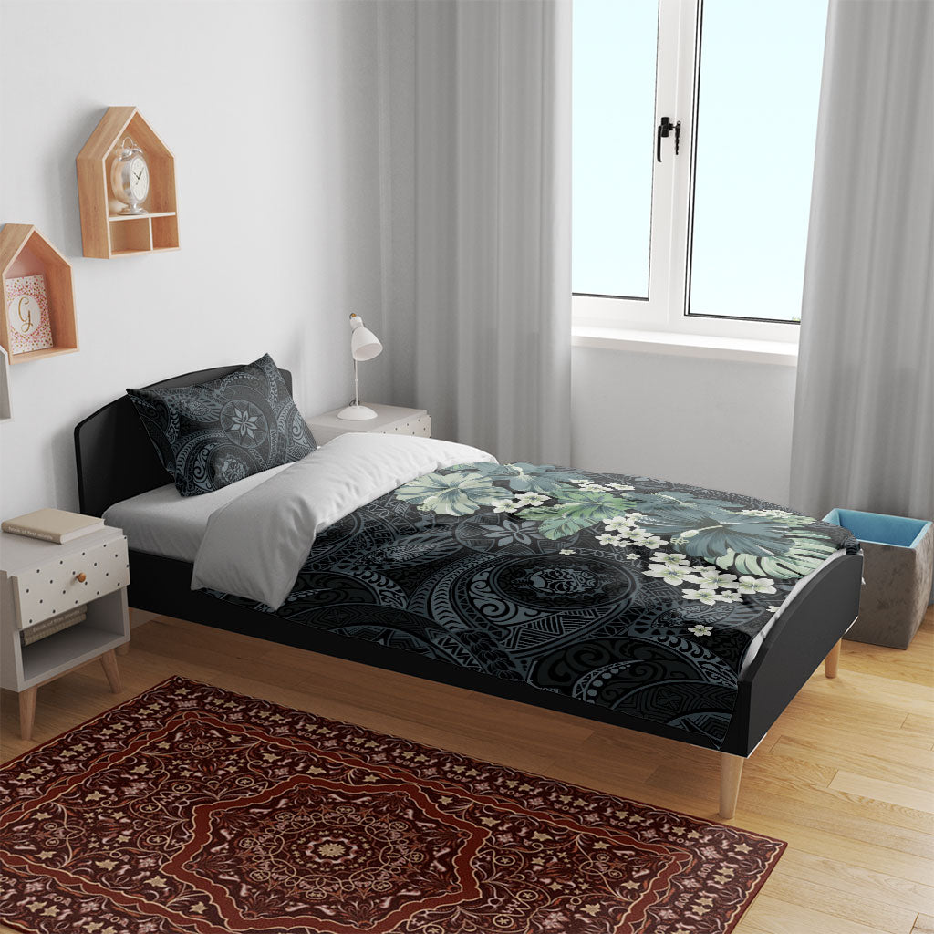 Pauliuli Hawai'i Hibiscus Bedding Set Polynesian Tribal Tattoo Pattern Floral Elements LT9 - Polynesian Pride