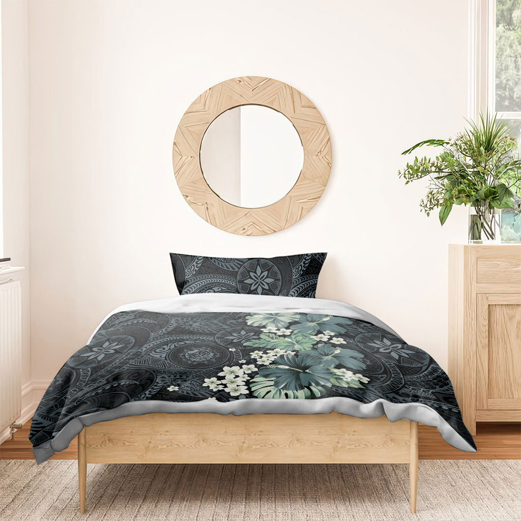 Pauliuli Hawai'i Hibiscus Bedding Set Polynesian Tribal Tattoo Pattern Floral Elements LT9 - Polynesian Pride