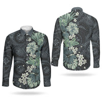 Pauliuli Hawai'i Hibiscus Couples Matching Tank Maxi Dress and Long Sleeve Button Shirt Polynesian Tribal Tattoo Pattern Floral Elements LT9 - Polynesian Pride