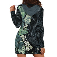 Pauliuli Hawai'i Hibiscus Hoodie Dress Polynesian Tribal Tattoo Pattern Floral Elements LT9 - Polynesian Pride