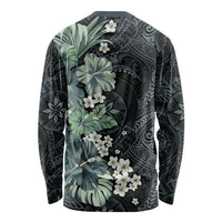 Pauliuli Hawai'i Hibiscus Long Sleeve Shirt Polynesian Tribal Tattoo Pattern Floral Elements LT9 - Polynesian Pride