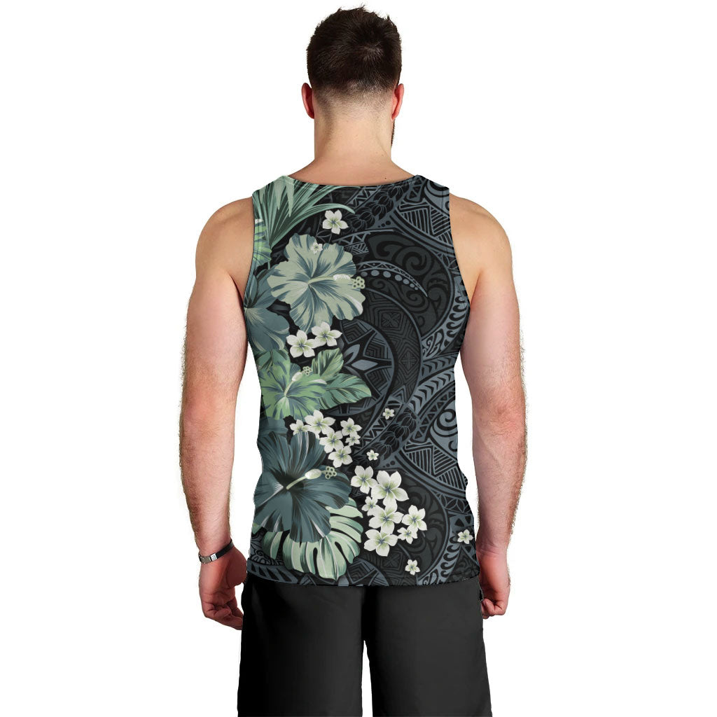 Pauliuli Hawai'i Hibiscus Men Tank Top Polynesian Tribal Tattoo Pattern Floral Elements LT9 - Polynesian Pride
