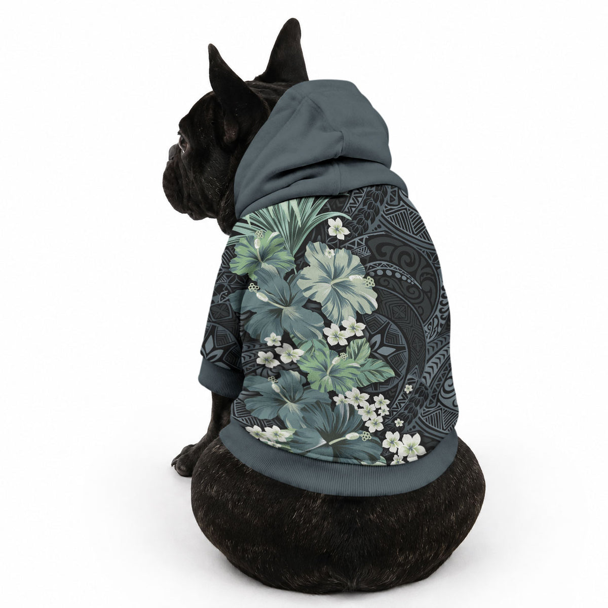 Pauliuli Hawai'i Hibiscus Pet Hoodie Polynesian Tribal Tattoo Pattern Floral Elements LT9 - Polynesian Pride