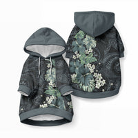 Pauliuli Hawai'i Hibiscus Pet Hoodie Polynesian Tribal Tattoo Pattern Floral Elements LT9 Pullover Charcoal Blue - Polynesian Pride