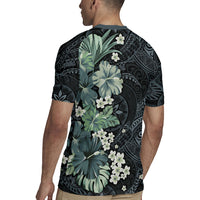 Pauliuli Hawai'i Hibiscus Rugby Jersey Polynesian Tribal Tattoo Pattern Floral Elements LT9 - Polynesian Pride