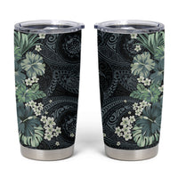 Pauliuli Hawai'i Hibiscus Tumbler Cup Polynesian Tribal Tattoo Pattern Floral Elements LT9 Charcoal Blue - Polynesian Pride