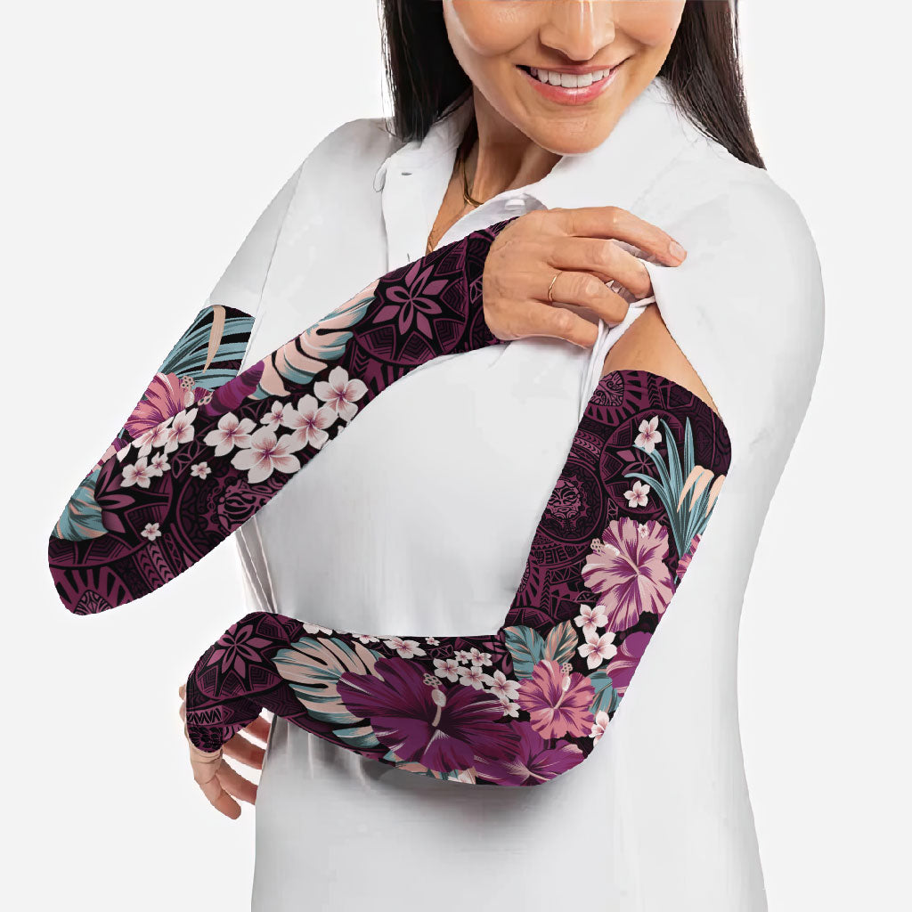 Poni Mama Hawai'i Hibiscus Arm Sleeves Polynesian Tribal Tattoo Pattern Floral Elements LT9 - Polynesian Pride