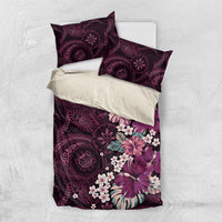 Poni Mama Hawai'i Hibiscus Bedding Set Polynesian Tribal Tattoo Pattern Floral Elements LT9 US Twin 172cm x 218cm Pink - Polynesian Pride