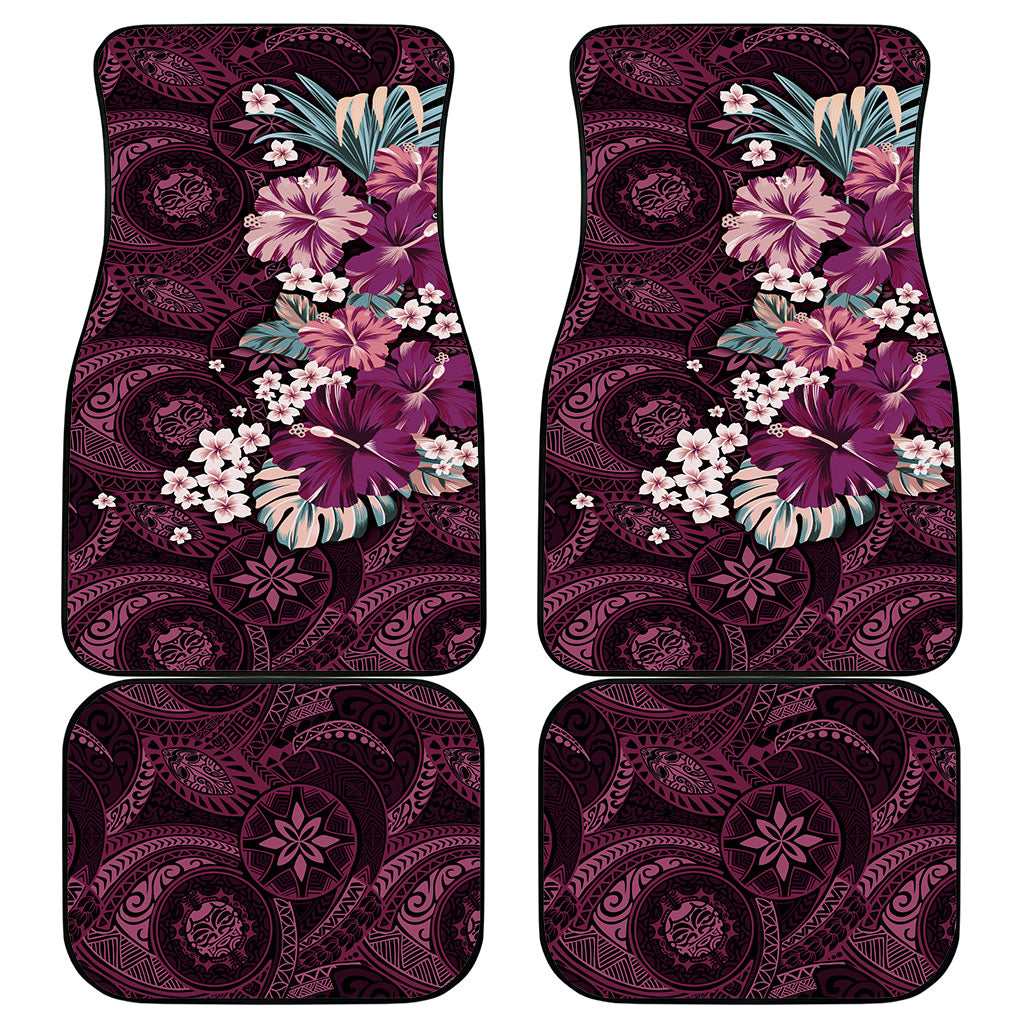 Poni Mama Hawai'i Hibiscus Car Mats Polynesian Tribal Tattoo Pattern Floral Elements LT9 - Polynesian Pride