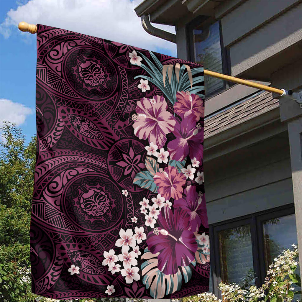 Poni Mama Hawai'i Hibiscus Garden Flag Polynesian Tribal Tattoo Pattern Floral Elements LT9 - Polynesian Pride