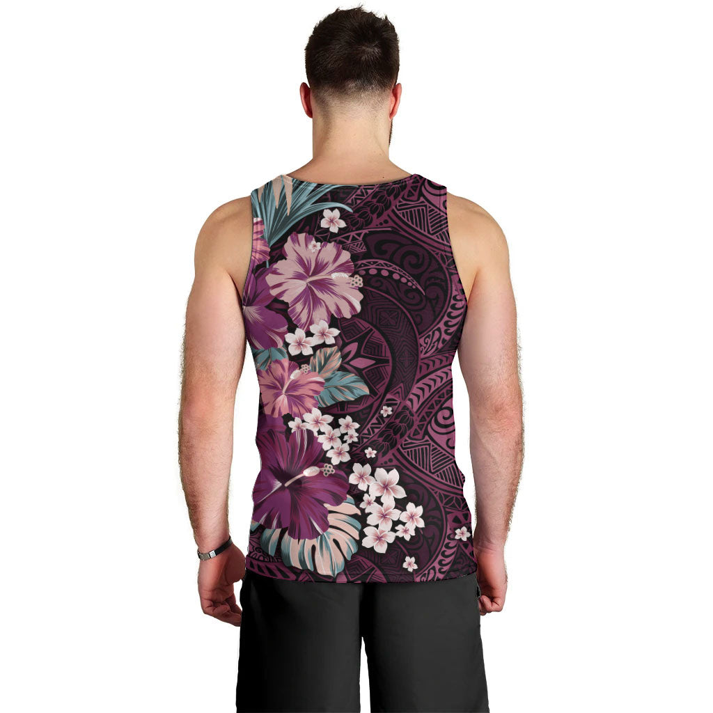 Poni Mama Hawai'i Hibiscus Men Tank Top Polynesian Tribal Tattoo Pattern Floral Elements LT9 - Polynesian Pride