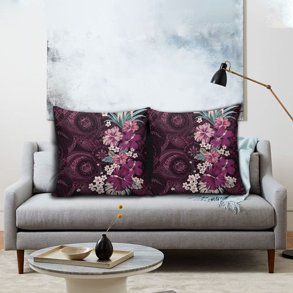 Poni Mama Hawai'i Hibiscus Pillow Cover Polynesian Tribal Tattoo Pattern Floral Elements LT9 - Polynesian Pride