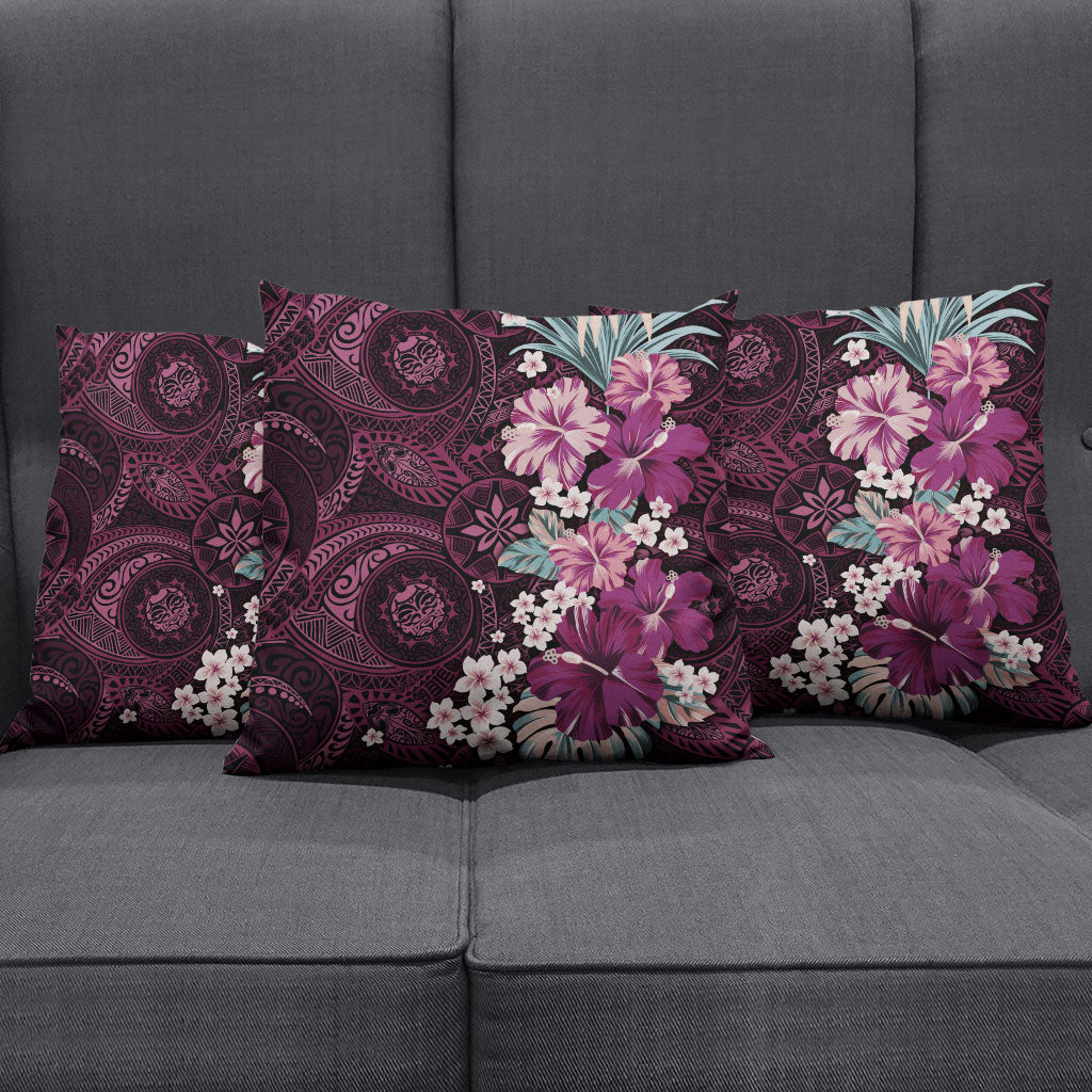 Poni Mama Hawai'i Hibiscus Pillow Cover Polynesian Tribal Tattoo Pattern Floral Elements LT9 - Polynesian Pride