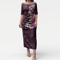 Poni Mama Hawai'i Hibiscus Puletasi Polynesian Tribal Tattoo Pattern Floral Elements LT9 Long Dress Pink - Polynesian Pride