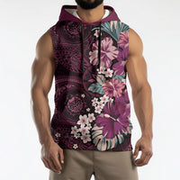 Poni Mama Hawai'i Hibiscus Sleeveless Hoodie Polynesian Tribal Tattoo Pattern Floral Elements LT9 - Polynesian Pride