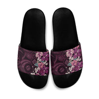 Poni Mama Hawai'i Hibiscus Slide Sandals Polynesian Tribal Tattoo Pattern Floral Elements LT9 Pink - Polynesian Pride