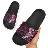 Poni Mama Hawai'i Hibiscus Slide Sandals Polynesian Tribal Tattoo Pattern Floral Elements LT9 - Polynesian Pride