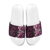 Poni Mama Hawai'i Hibiscus Slide Sandals Polynesian Tribal Tattoo Pattern Floral Elements LT9 Pink - Polynesian Pride