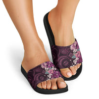 Poni Mama Hawai'i Hibiscus Slide Sandals Polynesian Tribal Tattoo Pattern Floral Elements LT9 - Polynesian Pride